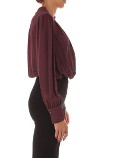 Twinset body in crêpe de Chine con arricciature da donna winetasting