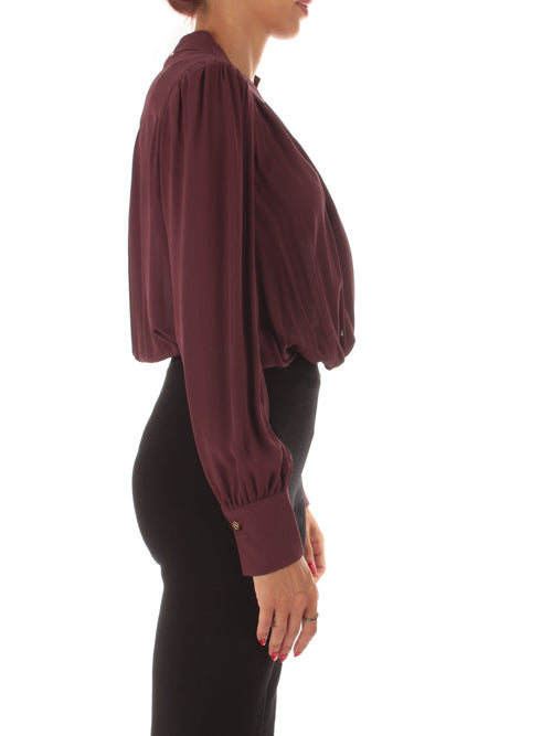 Twinset body in crêpe de Chine con arricciature da donna winetasting