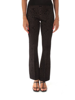 Twinset pantaloni flare in maglia traforata da donna nero