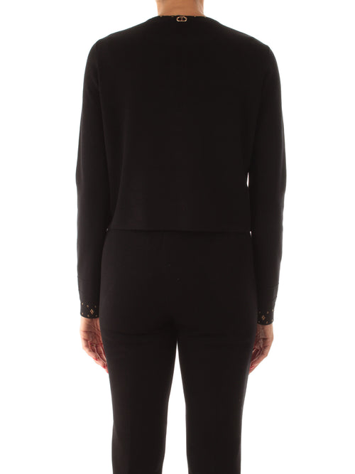 Twinset giacca in maglia con strass da donna nero