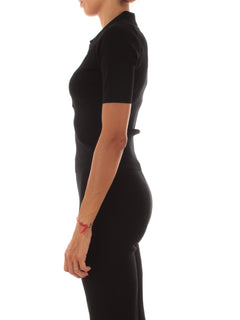 Twinset maglia a polo con bottoni gioiello da donna nero