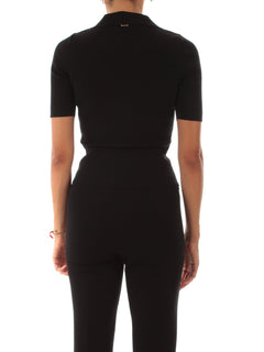 Twinset maglia a polo con bottoni gioiello da donna nero