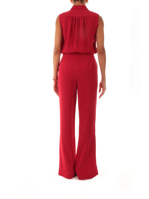 Twinset completo composto da blusa e pantaloni in crêpe cady con Oval T da donna rosso veneziano
