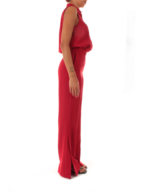 Twinset completo composto da blusa e pantaloni in crêpe cady con Oval T da donna rosso veneziano
