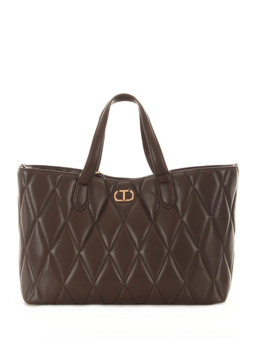 Twinset tote bag in simil pelle da donna coffee