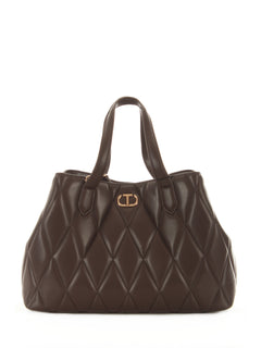 Twinset tote bag in simil pelle da donna coffee