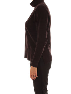RRD-Roberto Ricci Designs Velvet Vent Turtleneck Wom Knit da donna bordeaux