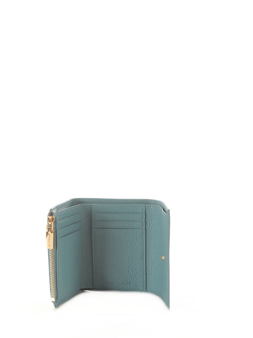 Coccinelle METALLIC SOFT portafoglio small in pelle da donna artic blue