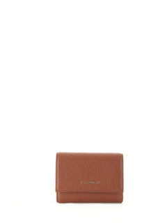 Coccinelle METALLIC SOFT portafoglio small in pelle da donna cognac
