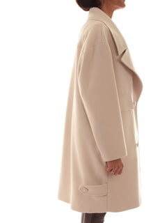 Guttha cappotto doppiopetto in panno double da donna bianco