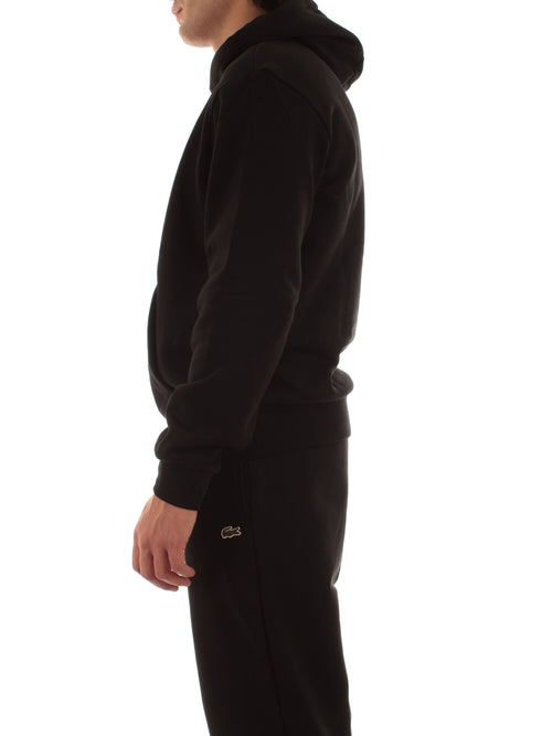Lacoste felpa con cappuccio in pile da uomo nero