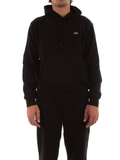 Lacoste felpa con cappuccio in pile da uomo nero