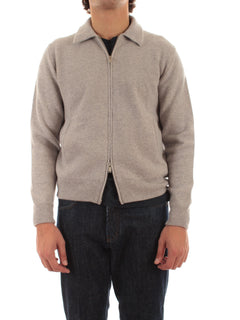 Lardini cardigan in maglia double da uomo grigio