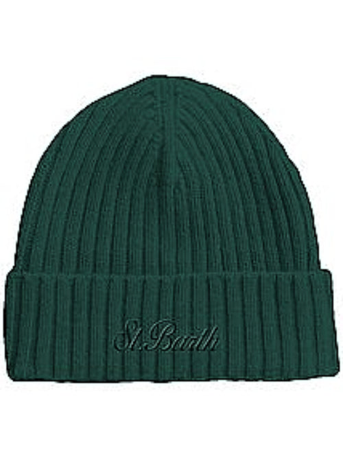 MC2 Saint Barth Wengen wool berretto con ricamo da uomo 51 BRITISH GREEN