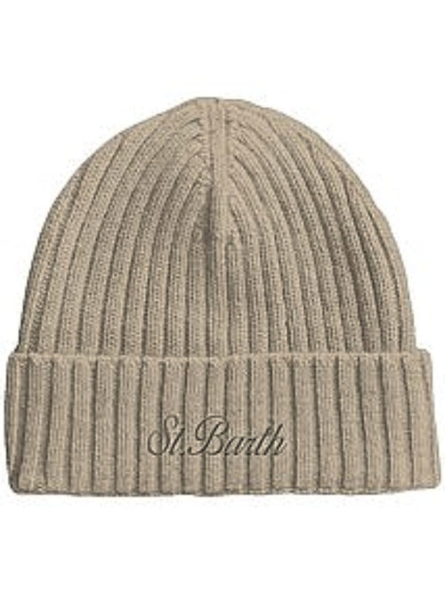 MC2 Saint Barth Wengen wool berretto con ricamo da uomo 11 BEIGE