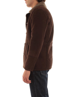 Barba cappotto in suede marrone da uomo