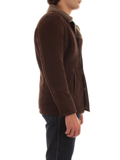 Barba cappotto in suede marrone da uomo