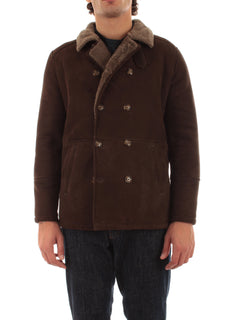 Barba cappotto in suede marrone da uomo