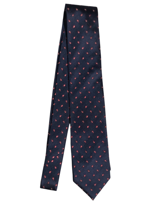 Barba cravatta 7 pieghe da uomo blu con disegno cashmere