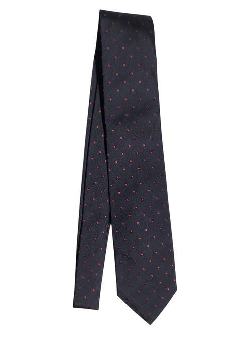 Barba cravatta 7 pieghe da uomo blu a pois rossi