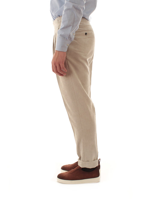 Michael Coal pantalone in velluto con doppia beige