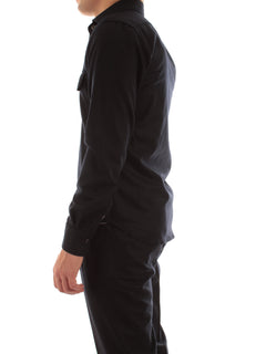 Kiton camicia in lana con tasche da uomo navy blue