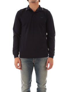 Sun 68 polo in piquet di cotone con logo da uomo navy blue
