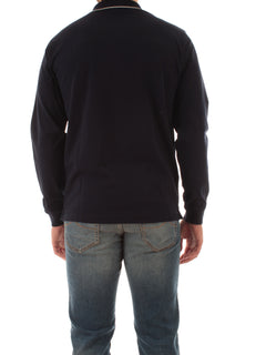 Sun 68 polo in piquet di cotone con logo da uomo navy blue