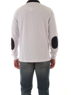 Sun 68 polo in piquet di cotone con con colletto a contrasto da uomo bianco