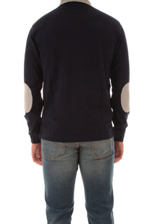 Sun 68 polo in piquet di cotone con con colletto a contrasto da uomo navy blue