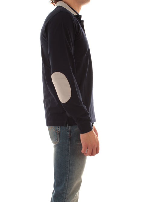 Sun 68 polo in piquet di cotone con con colletto a contrasto da uomo navy blue