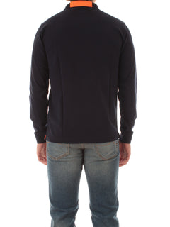 Sun 68 polo in cotone con logo fluo da uomo navy blue