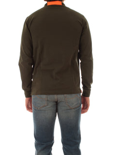 Sun 68 polo in cotone con logo fluo da uomo militare scuro