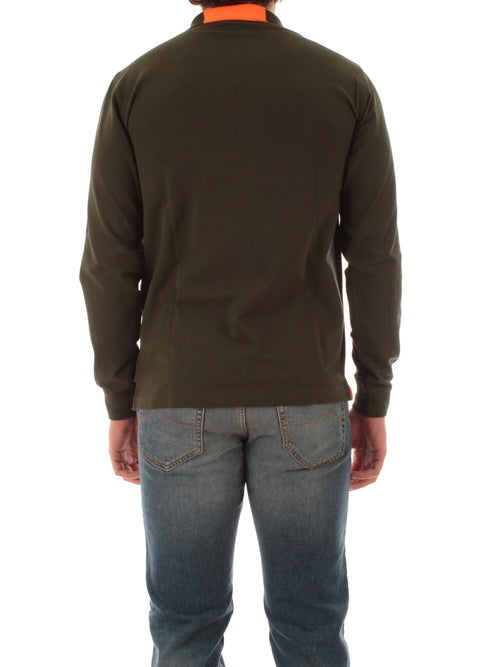 Sun 68 polo in cotone con logo fluo da uomo militare scuro