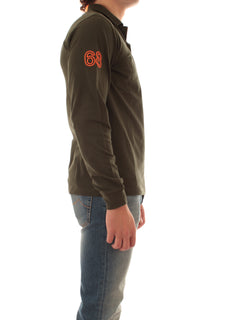 Sun 68 polo in cotone con logo fluo da uomo militare scuro