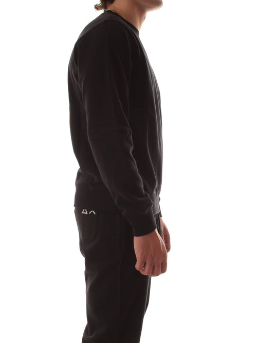 Sun 68 felpa girocollo in cotone da uomo nero