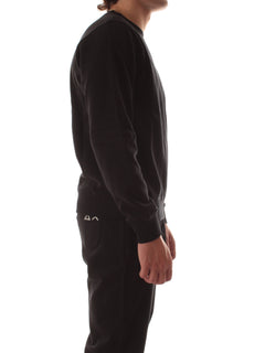 Sun 68 felpa girocollo in cotone da uomo nero