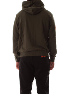 Sun 68 felpa in cotone con cappuccio e logo fluo da uomo militare scuro