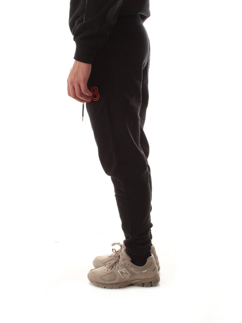 Sun 68 pantaloni con logo fluo da uomo nero