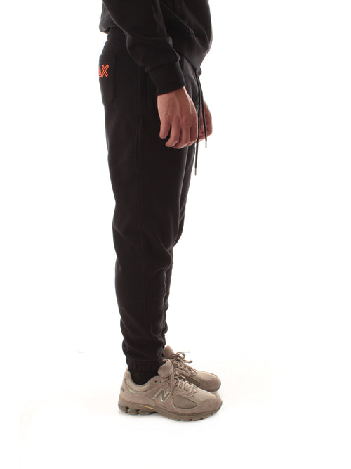 Sun 68 pantaloni con logo fluo da uomo nero