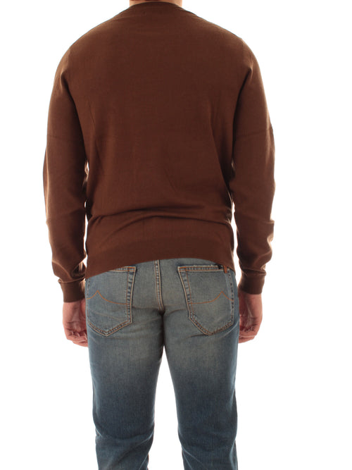 Sun 68 maglia girocollo in misto lana da uomo marrone