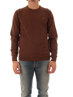 Sun 68 maglia girocollo in misto lana da uomo marrone