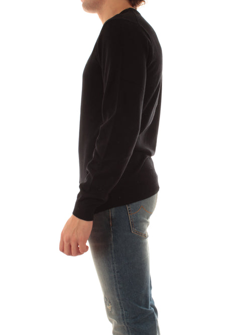 Sun 68 maglia girocollo in misto lana da uomo nero