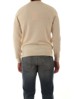 Sun 68 maglia girocollo in misto lana da uomo bianco panna