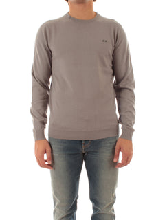 Sun 68 maglia girocollo in misto lana da uomo grigio medio