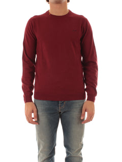 Sun 68 maglia girocollo in misto lana da uomo bordeaux