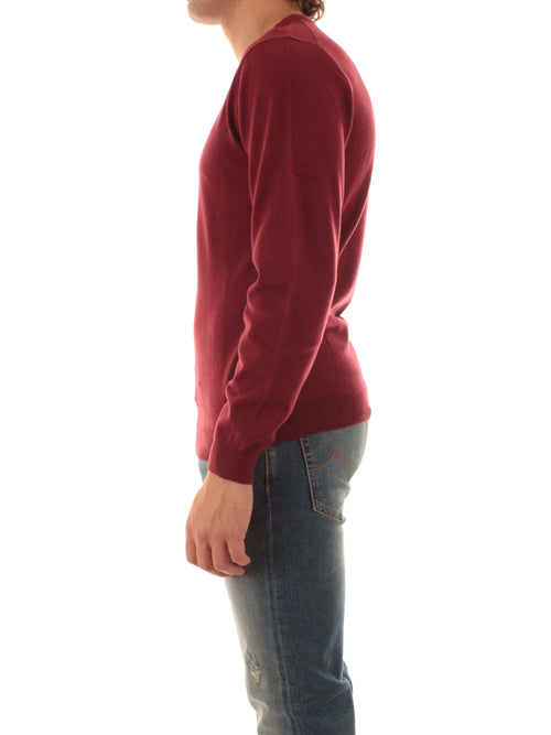 Sun 68 maglia girocollo in misto lana da uomo bordeaux