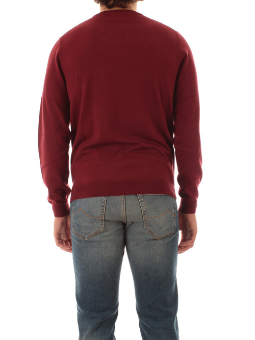 Sun 68 maglia girocollo in misto lana da uomo bordeaux