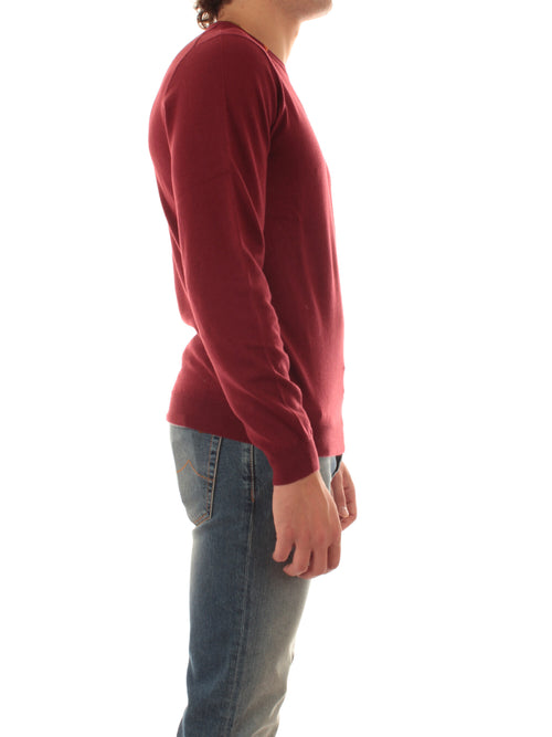 Sun 68 maglia girocollo in misto lana da uomo bordeaux