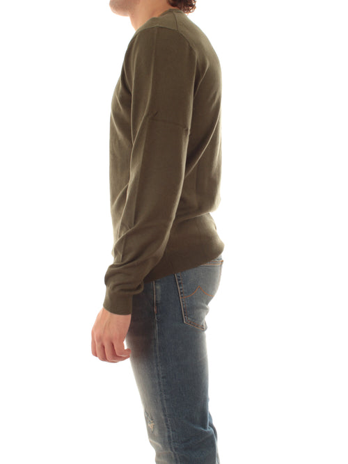 Sun 68 maglia girocollo in misto lana da uomo militare scuro